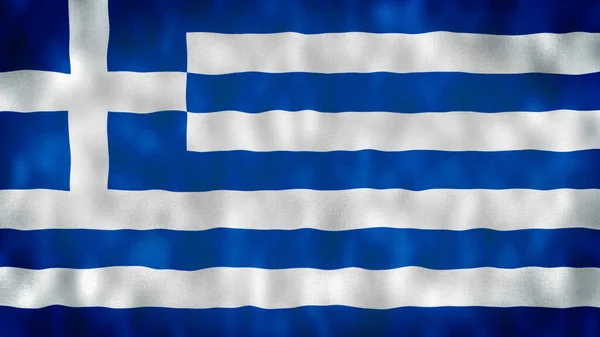 Грецький Прапор Розмахує Вітром Реалістичний Грецький Прапор Грецький Прапор Closeup Ліцензійні Стокові Зображення