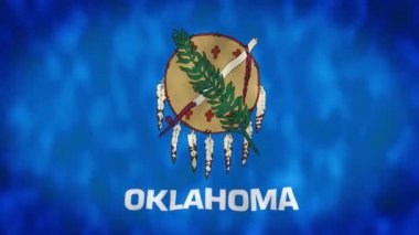 Oklahoma Eyaleti bayrağı. Oklahoma eyaleti bayrağı rüzgarda sallanıyor. Bayrak dikişsiz döngü animasyonu. 4K.