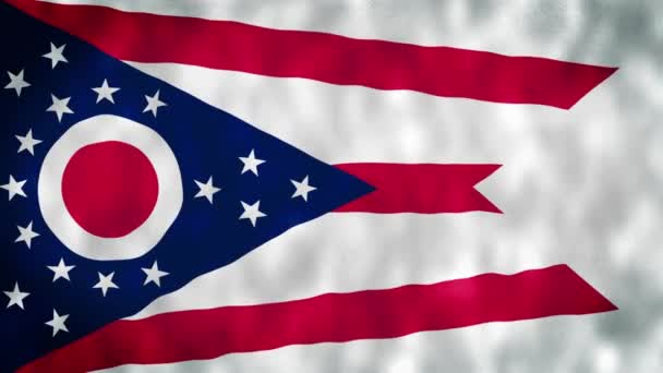 Die Flagge Des Staates Ohio Staatsflagge Weht Wind Nationalflagge Von — Stockvideo