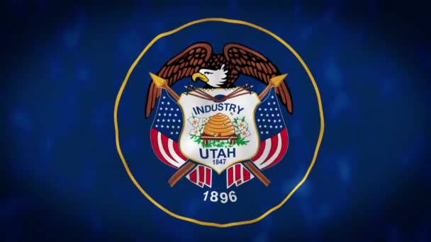 Flaga Stanu Utah Flaga Stanu Utah Usa Macha Wietrze Flaga — Wideo stockowe