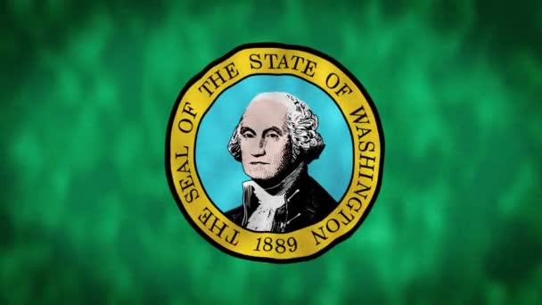 Bandera Del Estado Washington Washington Flag Isolated Realistic Animation Inglés — Vídeo de stock