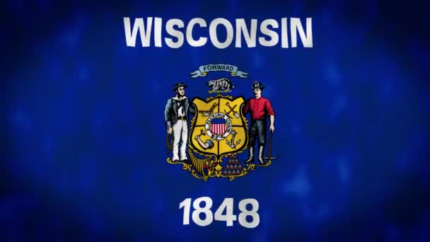 Wisconsins Flagga Wisconsin State Flagga Usa Vinkar Vinden Flagga Sömlös — Stockvideo