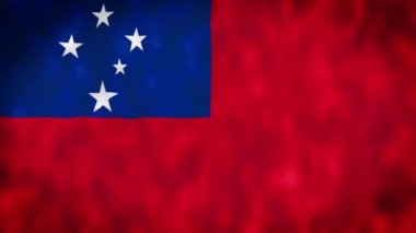 Samoa bayrağı 3 boyutlu animasyon sallıyor. Samoa bayrağı rüzgarda dalgalanıyor. Ulusal Samoa bayrağı. Bayrak dikişsiz döngü animasyonu. 4K