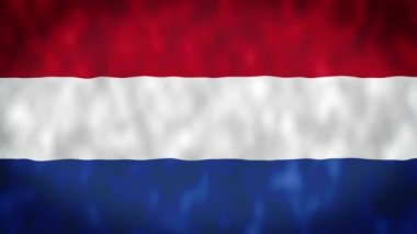 Hollanda Bayrağı Kusursuz Dalgalanan Dalgalar Animasyonu. Folds 'la Hollanda' nın muhteşem bayrağı. Hollanda Krallığı 'nın sembolü. Bayrak arkaplanı. Döngü animasyonu, 3 boyutlu canlandırma, 60 fps