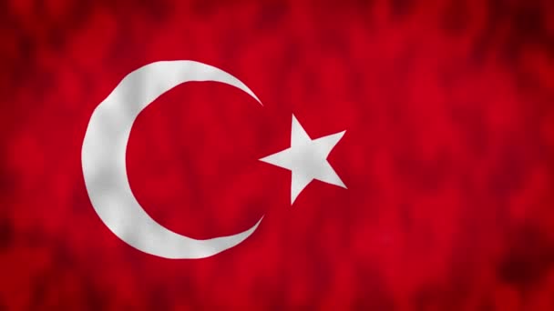 土耳其国旗在风中飘扬的近景 土耳其是一个横贯大陆的国家 主要位于西亚 面料纹理背景 有选择的重点 慢动作无缝圈 — 图库视频影像