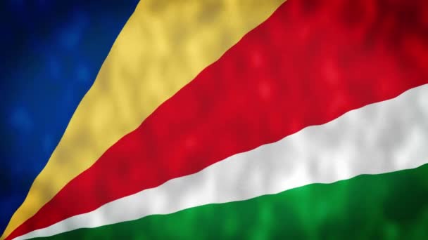 Seychellerna Viftande Flagga Vinden Närbild Seychellerna Flagga Flagga Seychellerna Viftande — Stockvideo
