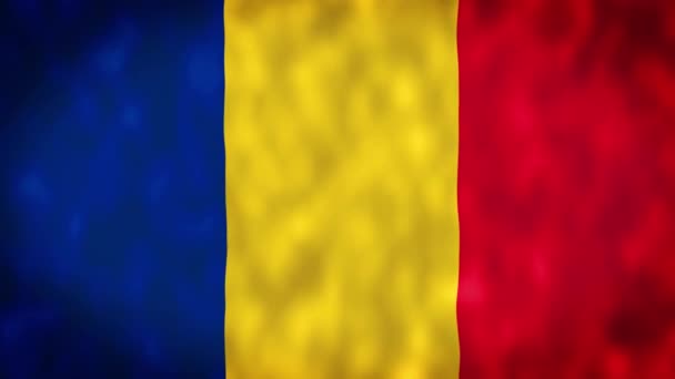 Флаг Румынии Размахивающий Ветру Высококачественной Текстурой Национальном Флаге Плавная Анимация — стоковое видео