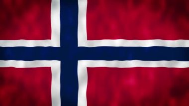 Norveç Ulusal Bayrağı. 4K Norveç bayrağının kusursuz döngü animasyonu.