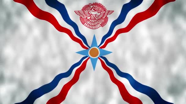 Fahne Des Assyrischen Volkes Hohe Auflösung Fahne Von Assyrien Fahnenschwenken — Stockvideo