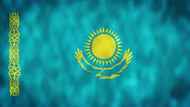 Bayrak Sallama Döngüsü Kazakistan Ulusal Bayrağı Gerçekçi Animasyon Kazakistan Bayrağı — Stok video