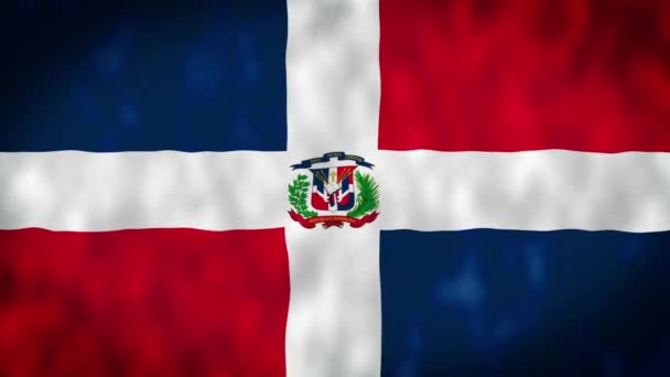 多米尼加共和国国旗镜头 多米尼加共和国随风飘扬国旗 多米尼加共和国国旗 — 图库视频影像