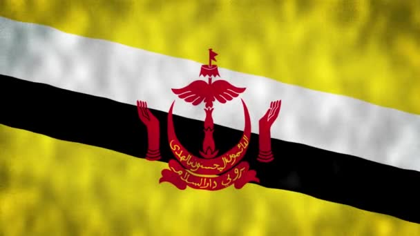 Bruneian Bayrağının Animasyonu Bin Brunei Bayrağı Dalgalanıyor Brunei Darussalam Bayrağı — Stok video
