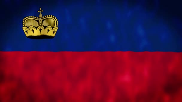 Lichtenštejnská Vlajka Národní Lichtenštejnsko Vlajka Mává Známka Bezešvé Smyčky Animace — Stock video