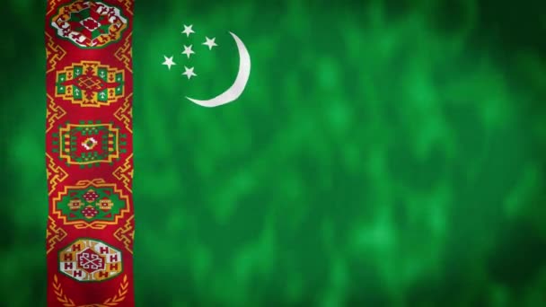 トルクメニスタン国旗ビデオ 2Dトルクメニスタンの旗がシームレスなループビデオアニメーション — ストック動画