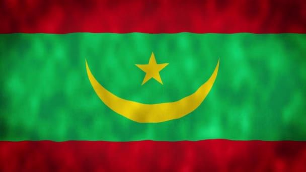 Mauretanien Viftande Flagga Mauretaniens Flagga Mauretaniens Flagga Viftande Animation Mauretaniens — Stockvideo