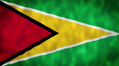 Georgetown, Guyana. Guyana ulusal bayrak videosu. 2D Guyana bayrağı dalgalanan kusursuz döngü video animasyonu