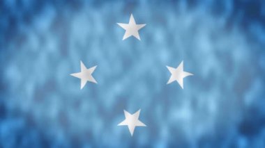 Federasyon bayrağı 3D animasyon sallıyor. Mikronezya Federal Devleti bayrağı rüzgarda dalgalanıyor. Mikronezya Federal Devleti Ulusal Bayrağı. Bayrak dikişsiz döngü animasyonu. 4K.