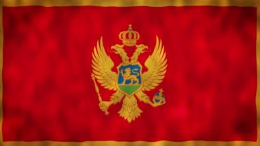 Karadağ bayrağı. Karadağ bayrağının kusursuz döngü animasyonu. Podgorica, Karadağ