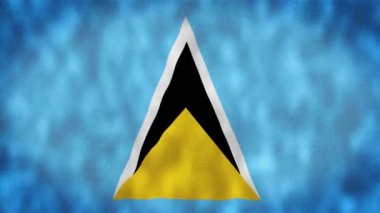 Saint Lucia bayrağı 2D animasyon sallıyor. Aziz Lucia bayrağı rüzgarda dalgalanıyor. Saint Lucia 'nın ulusal bayrağı. Bayrak dikişsiz döngü animasyonu. 4K.
