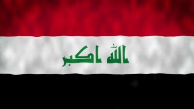 IRAQ bayrağı rüzgârda dalgalanırken 4K Ulusal Bayrak 'ta yüksek kalitede doku sallanıyor. Irak bayrağının kusursuz döngü animasyonu.