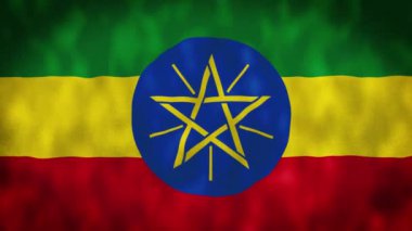Etiyopya bayrağı, Etiyopya 'nın dalgalı bayrağı, 4k kusursuz animasyon. Addis Ababa, Etiyopya.