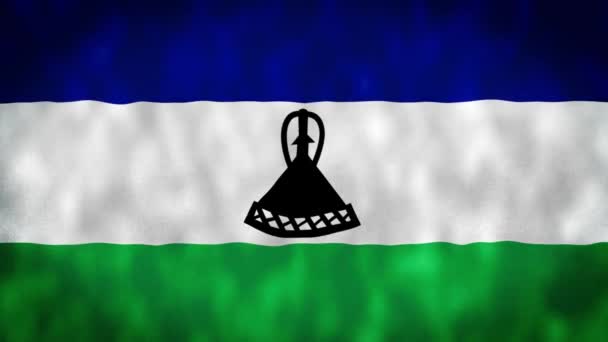 Bandiera Del Lesotho Bandiera Del Lesotho Bandiera Del Lesotho Bandiera — Video Stock