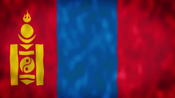 Mongolská Vlajka Mává Animací Mongolská Vlajka Vlaje Větru Mongolská Národní — Stock video