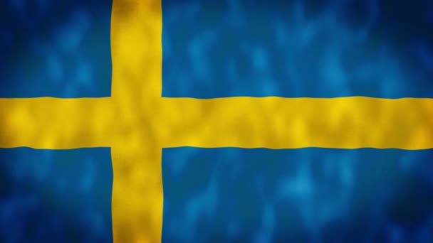 Švédská Vlajka Švédsko Vlajka Vlnění Větru Národní Vlajka Švédska Švédská — Stock video