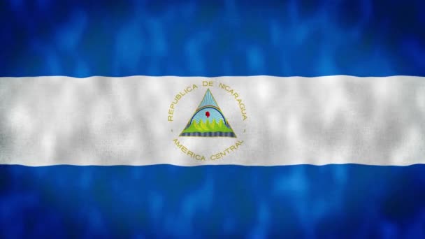 Bandera Nicaragua Ondeando Viento Bandera Nacional República Nicaragua Managua Nicaragua — Vídeo de stock