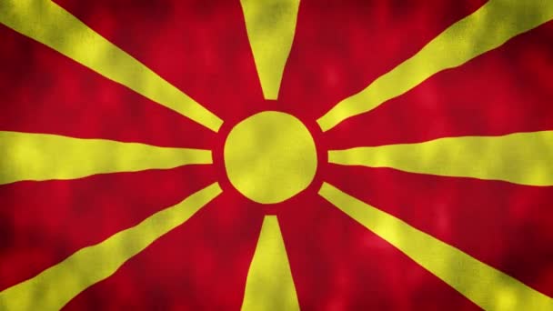 北马其顿摇旗呐喊 北马其顿无缝循环动画的标志 北马其顿国旗4K背景 最好的船旗飘扬 旗帜在风中不停地摇曳 增加噪音效果 — 图库视频影像