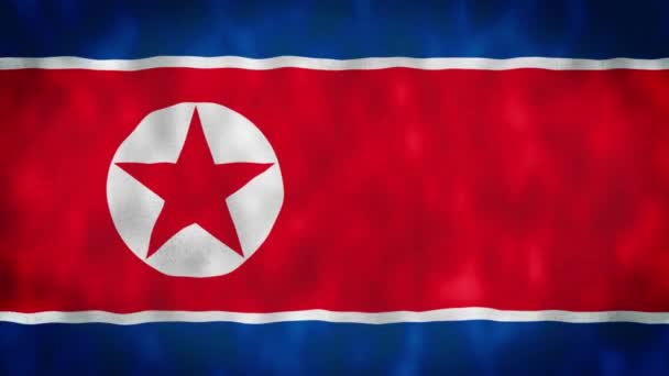 Észak Korea Nemzeti Zászlója Lobogott Szélben Zökkenőmentes Hurkolás Animáció Lengő — Stock videók