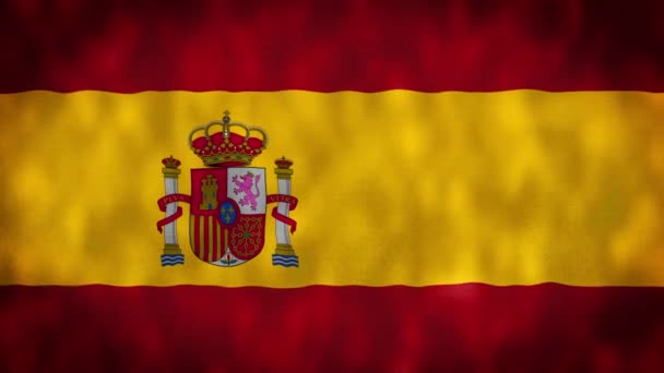 Флаг Испании Флаг Трепещет Ветру Анимация Флага Испании Развевающегося Ветру — стоковое видео