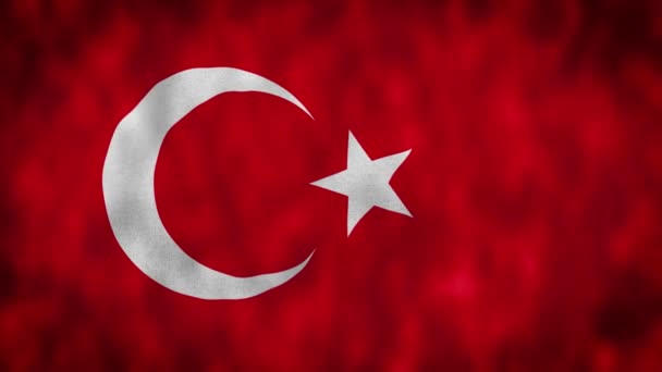 土耳其国旗在风中飘扬的近景 土耳其是一个横贯大陆的国家 主要位于西亚 面料纹理背景 有选择的重点 慢动作无缝圈 — 图库视频影像