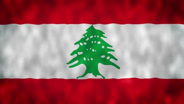 レバノンの国旗が風の中でクローズアップされ 2次元でのレバノン国旗のビデオが4K解像度で表示されます 高品質4K映像 — ストック動画