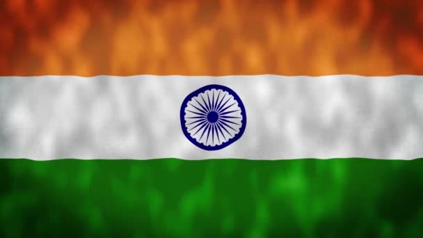 印度国旗的无缝圈动画 4K印度国旗高高飘扬 蓝天飘扬 印度国旗飘扬 独立日和印度共和国国庆日飘扬 — 图库视频影像