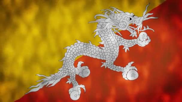 Bhutan Zwaaien Vlag Bhutan Vlag Vlag Van Bhutan Zwaaien Animatie — Stockvideo