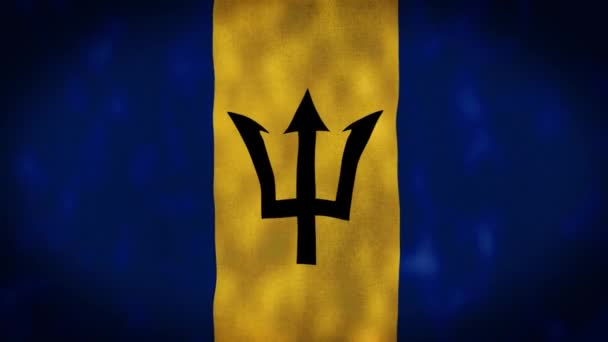 Bandeira Realista Barbados Looping Sem Costura Com Textura Tecido Altamente — Vídeo de Stock
