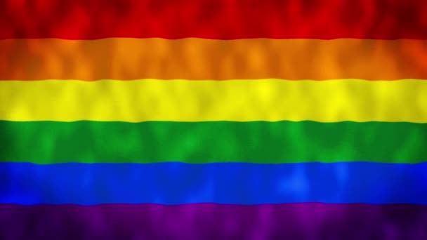 Lgbtプライドフラグ ゲイの権利 男女平等 多様性への寛容 6月パレードのお祝いのレインボー6ストライプシンボル リップルコットンの質感のリアルな2Dアニメーション プライド月間 — ストック動画