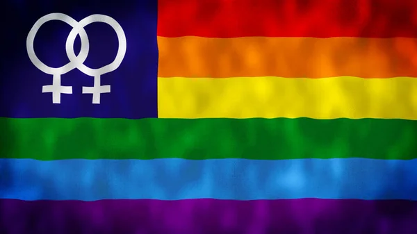 Lesbická Varianta Pýchy Vlajku Homosexuální Hrdosti Dvojitou Venuší Originální Duhová — Stock fotografie