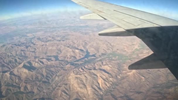 Airplane Flying Traveling View Airplane Window Wing Slow Motion View — Stock Video