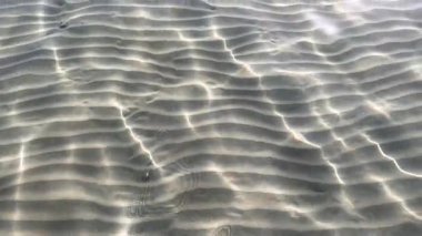 Kızıl Deniz Yüzeyi. Yumuşak dalgalı Bluewater Panorama arka planı. Mavi deniz ya da okyanus su yüzeyinde ve suyun altında. Su dalgası dokusu. Yavaş Hareket.