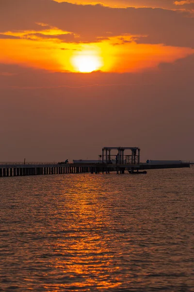 Sun Shining Evening Moody Orange Sky Sea — Stock Photo, Image
