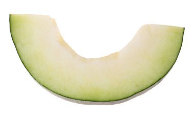 Beyaz arka planda izole edilmiş bir kavun dilimi