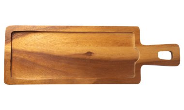 Tahta kesme tahtası beyaz arkaplanda izole edildi