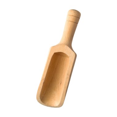 Tahta kaşık beyaz arka planda izole edilmiş..