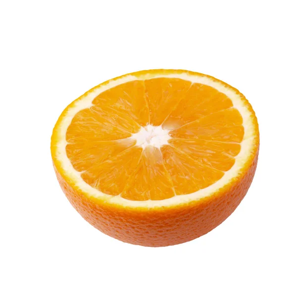 Vers Sinaasappelfruit Sinaasappelschijfje Geïsoleerd Een Witte Achtergrond — Stockfoto