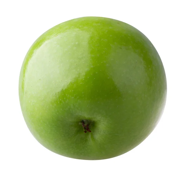 Зелене Яблуко Зеленим Листом Нарізаним Скибочками Насінням Ізольовано Білому Тлі — стокове фото