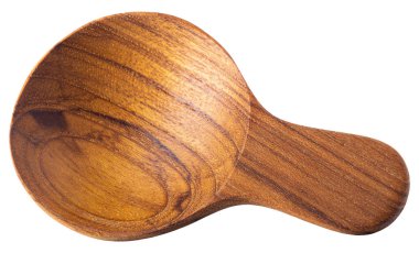 Tahta kaşık beyaz arka planda izole edilmiş..