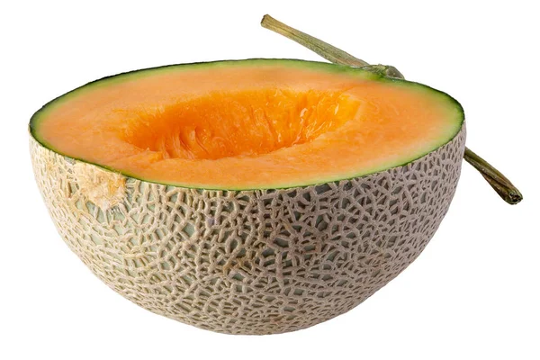 Melone Und Melonenscheibe Isoliert Auf Weißem Hintergrund — Stockfoto