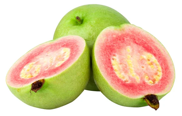 Guava Tropical Fruit Pink Juicy Flesh Strong Sweet Aroma Leaf — Stock Photo, Image